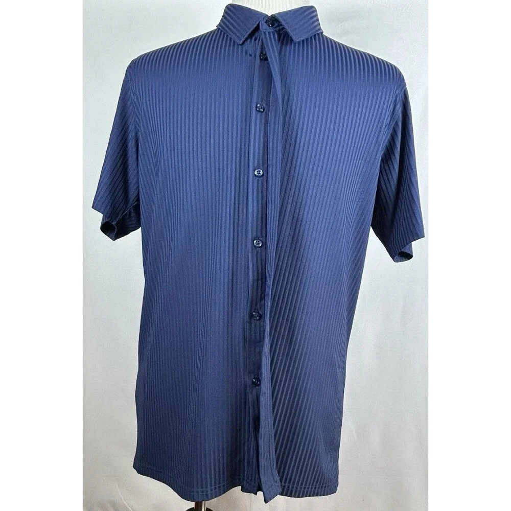 Performance Polo Shirt Men’s Large Anti-UV 4-Way Stretch Super-Soft Touch Blue